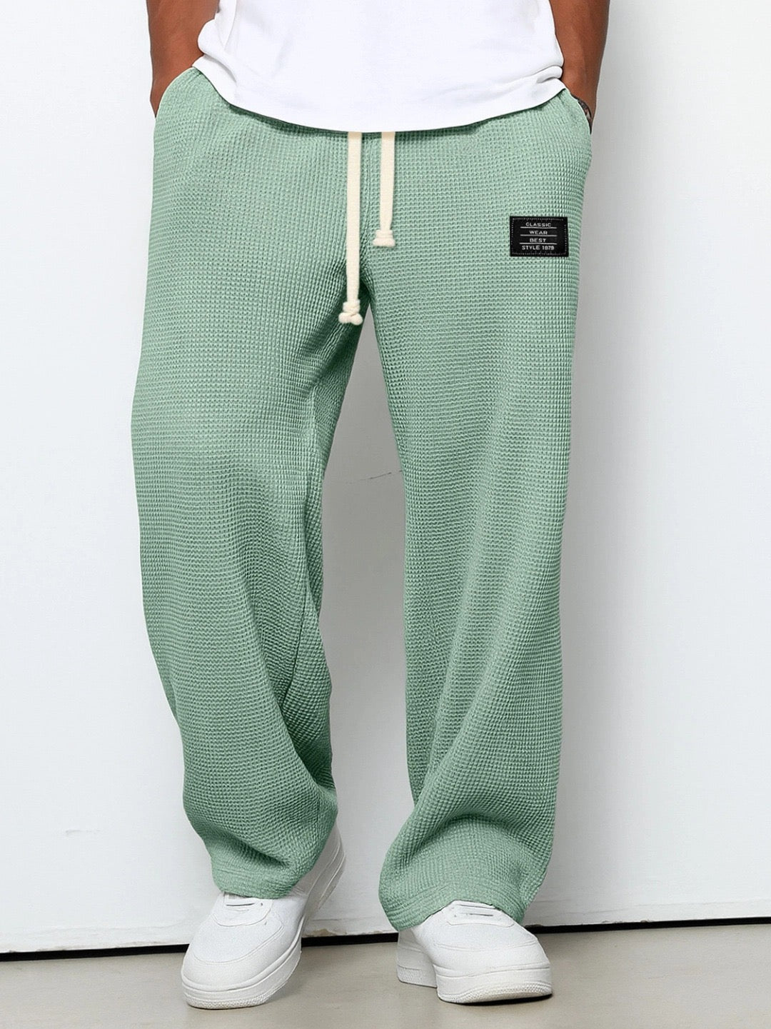 Men's Comfortable Drawstring Wide Leg Pants with Pockets