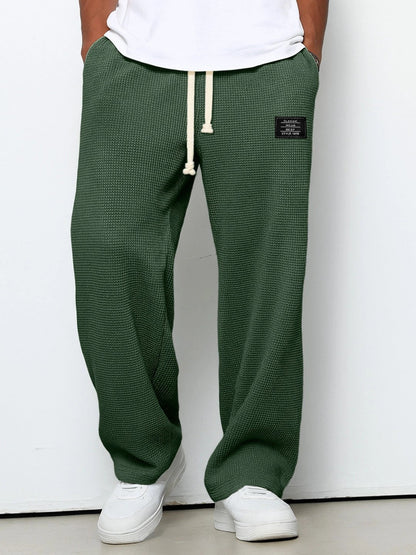 Men's Comfortable Drawstring Wide Leg Pants with Pockets