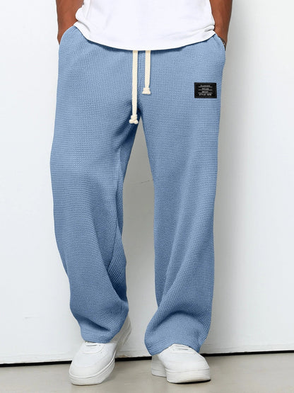 Men's Comfortable Drawstring Wide Leg Pants with Pockets