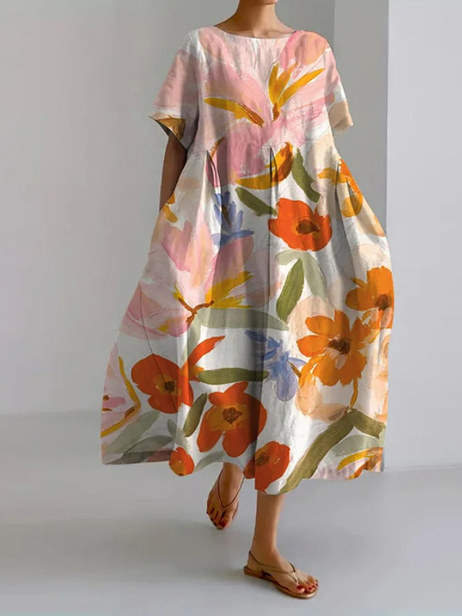 Chic Floral Sundress with Flowy Design and Comfortable Fit - Olytrend