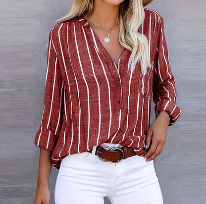 Classic Stripe Relaxed Fit Blouse - Olytrend