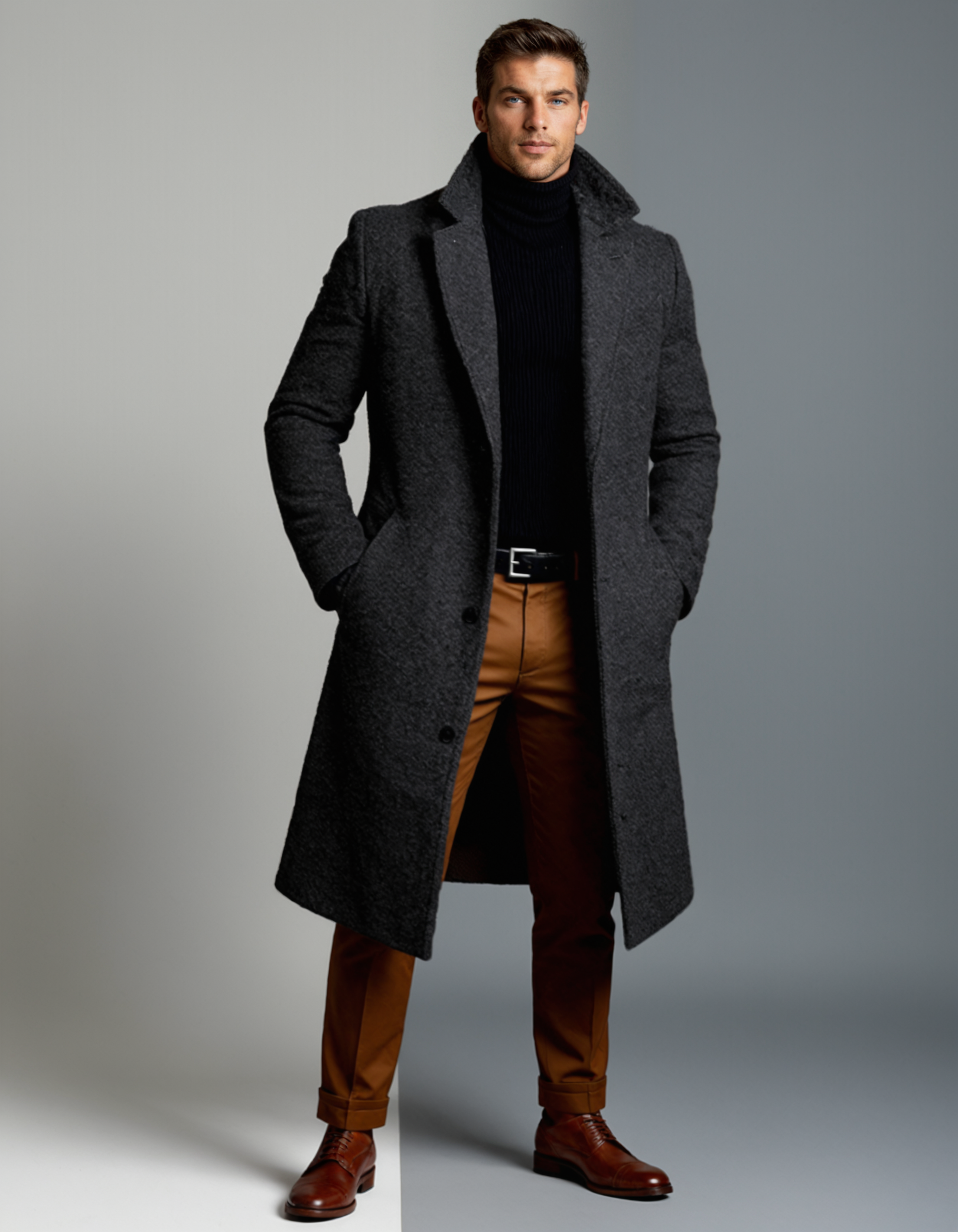 Warm Mens Traditional Wool Pea Coat - Nocini