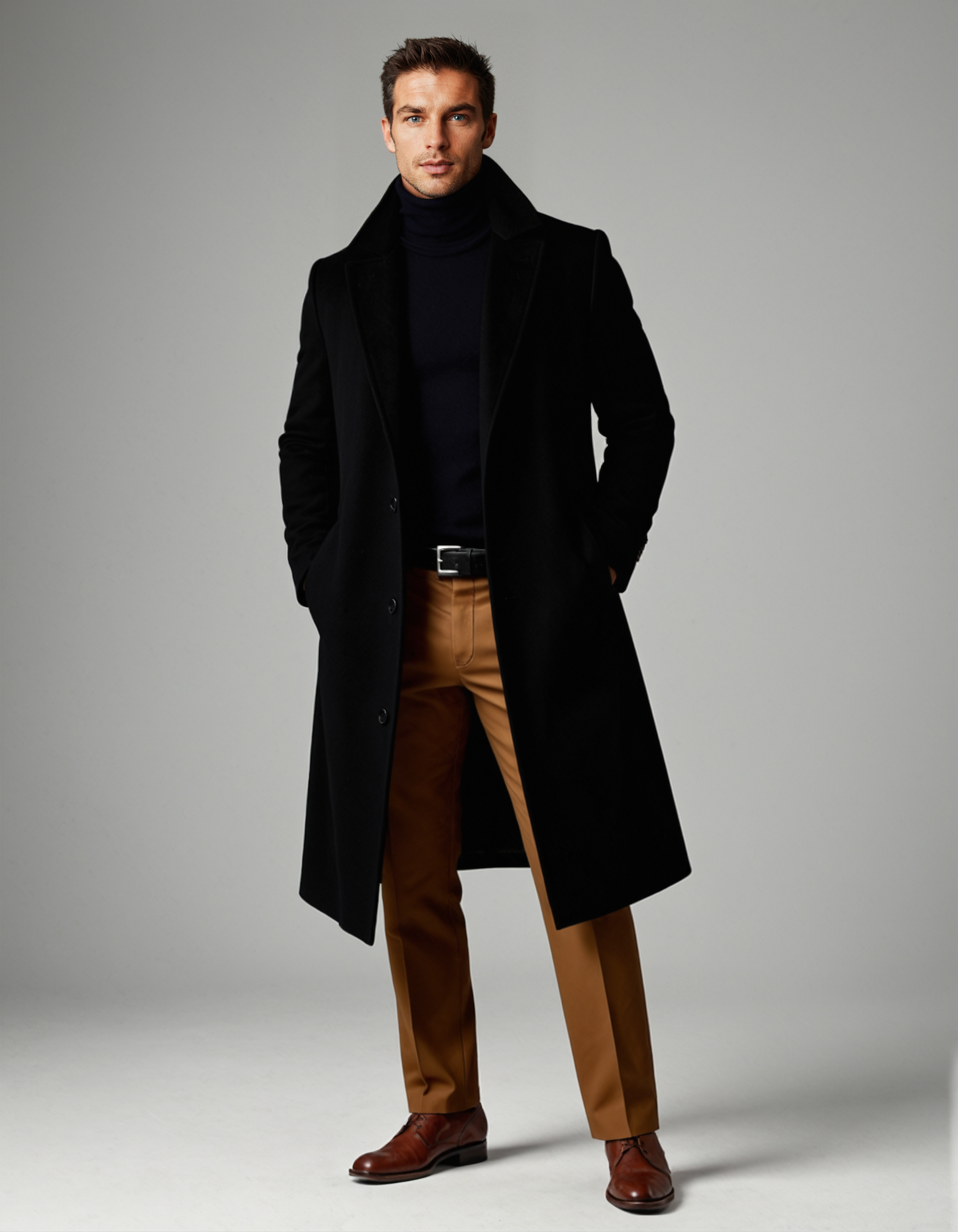 Warm Mens Traditional Wool Pea Coat