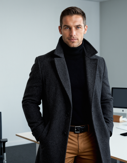 Warm Mens Traditional Wool Pea Coat