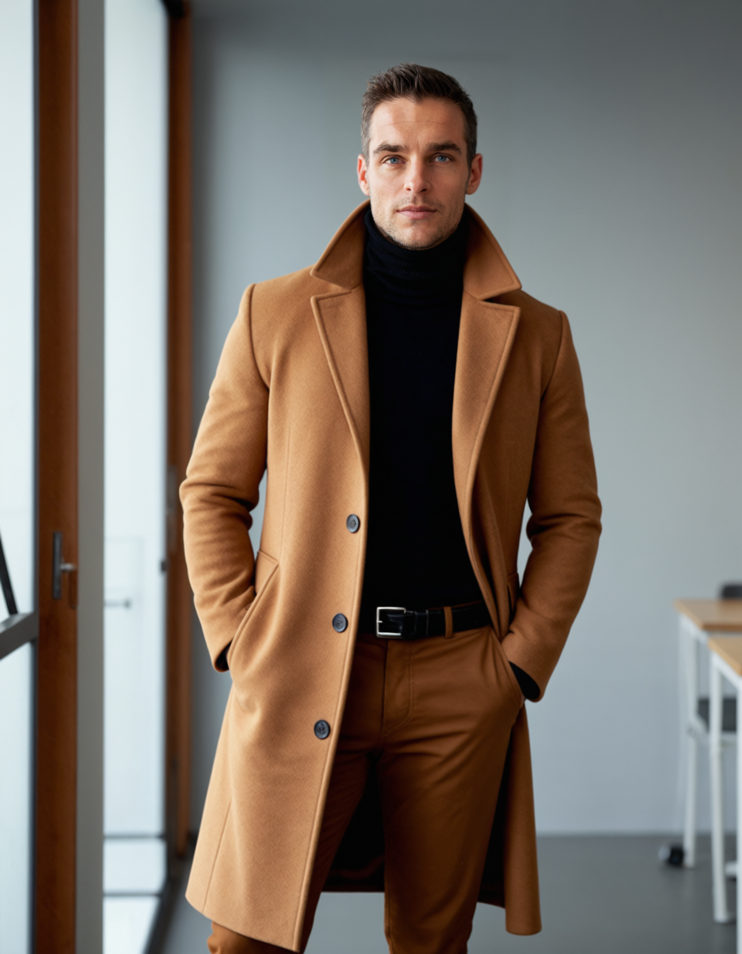 Warm Mens Traditional Wool Pea Coat