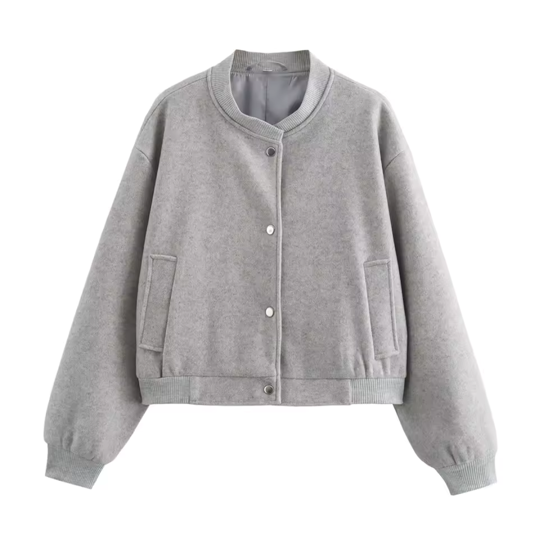 Women's Casual Short Zip Jacket with Pockets - Olytrend
