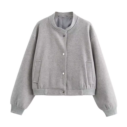 Women's Casual Short Zip Jacket with Pockets - Olytrend