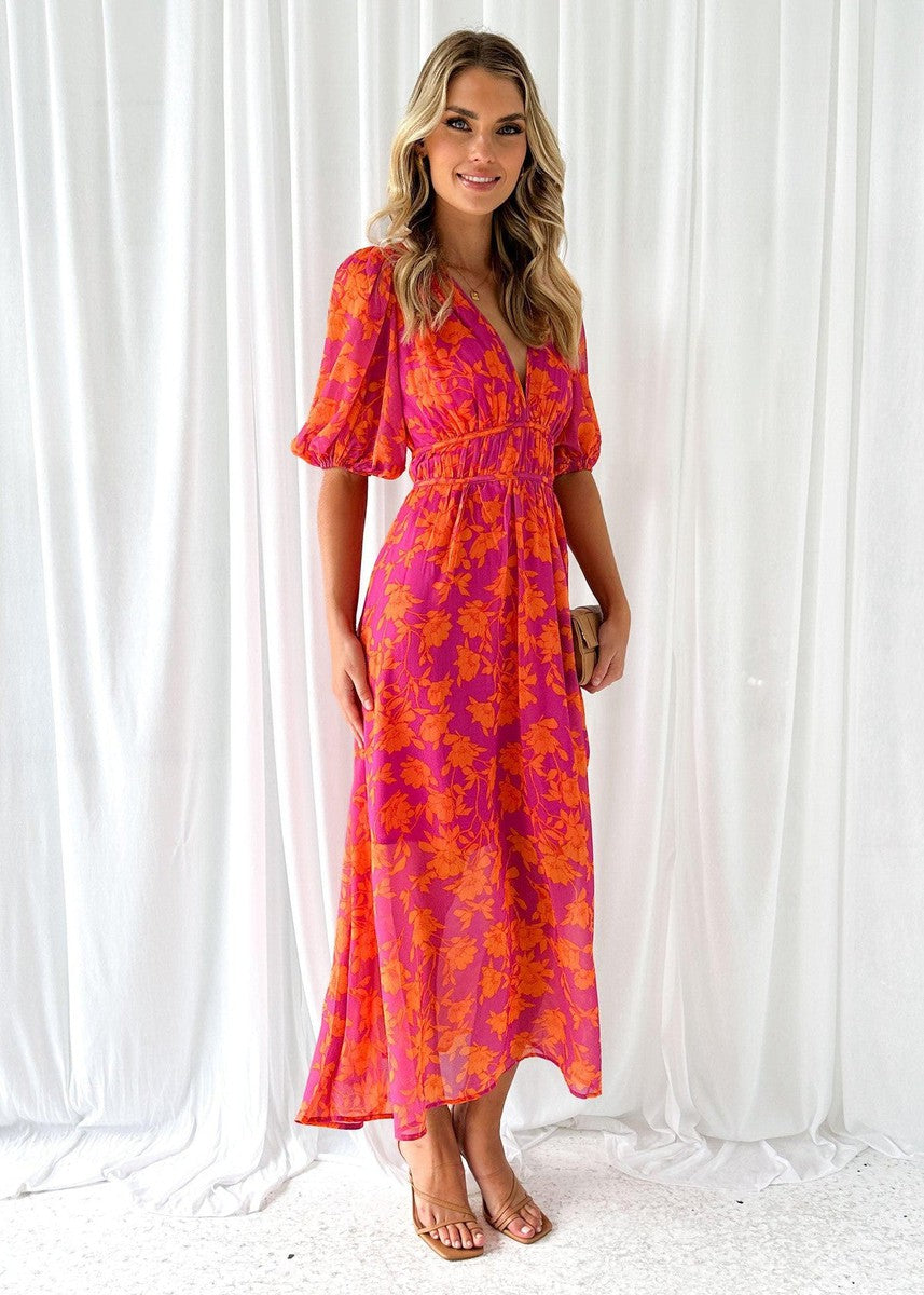 Ladies Pretty Floral Mid Length Summer Dress