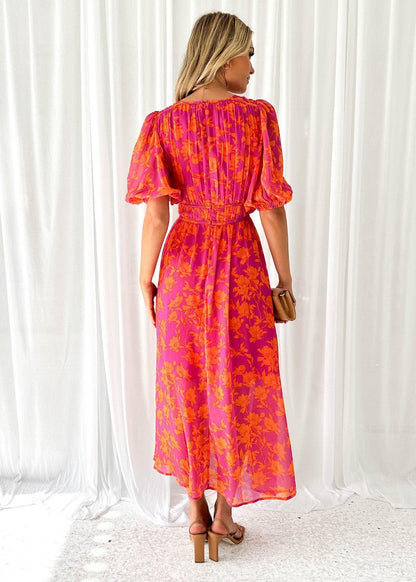 Ladies Pretty Floral Mid Length Summer Dress