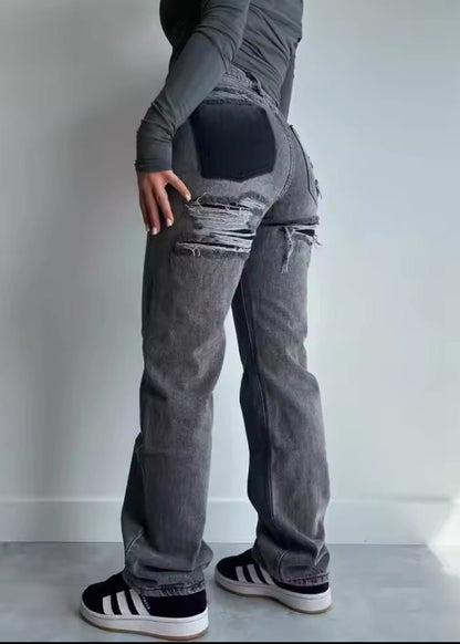 Distressed Classic Fit Women's Jeans