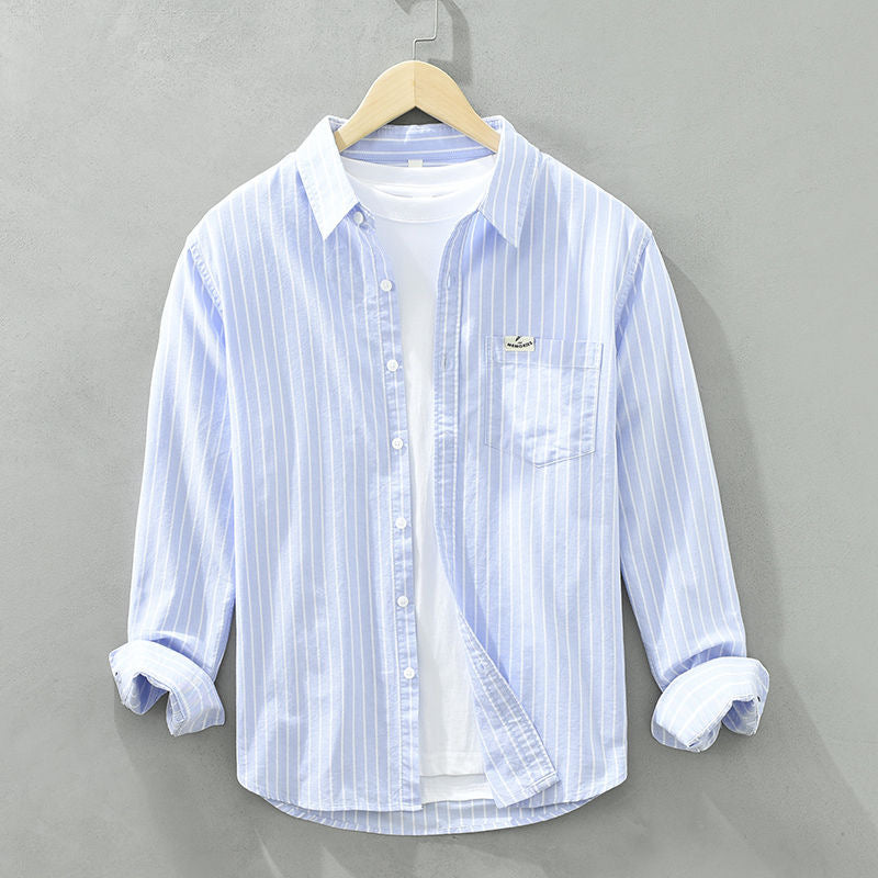 Classic Horizontal Stripe Dress Shirt - Olytrend