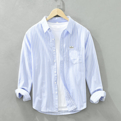 Classic Horizontal Stripe Dress Shirt - Olytrend