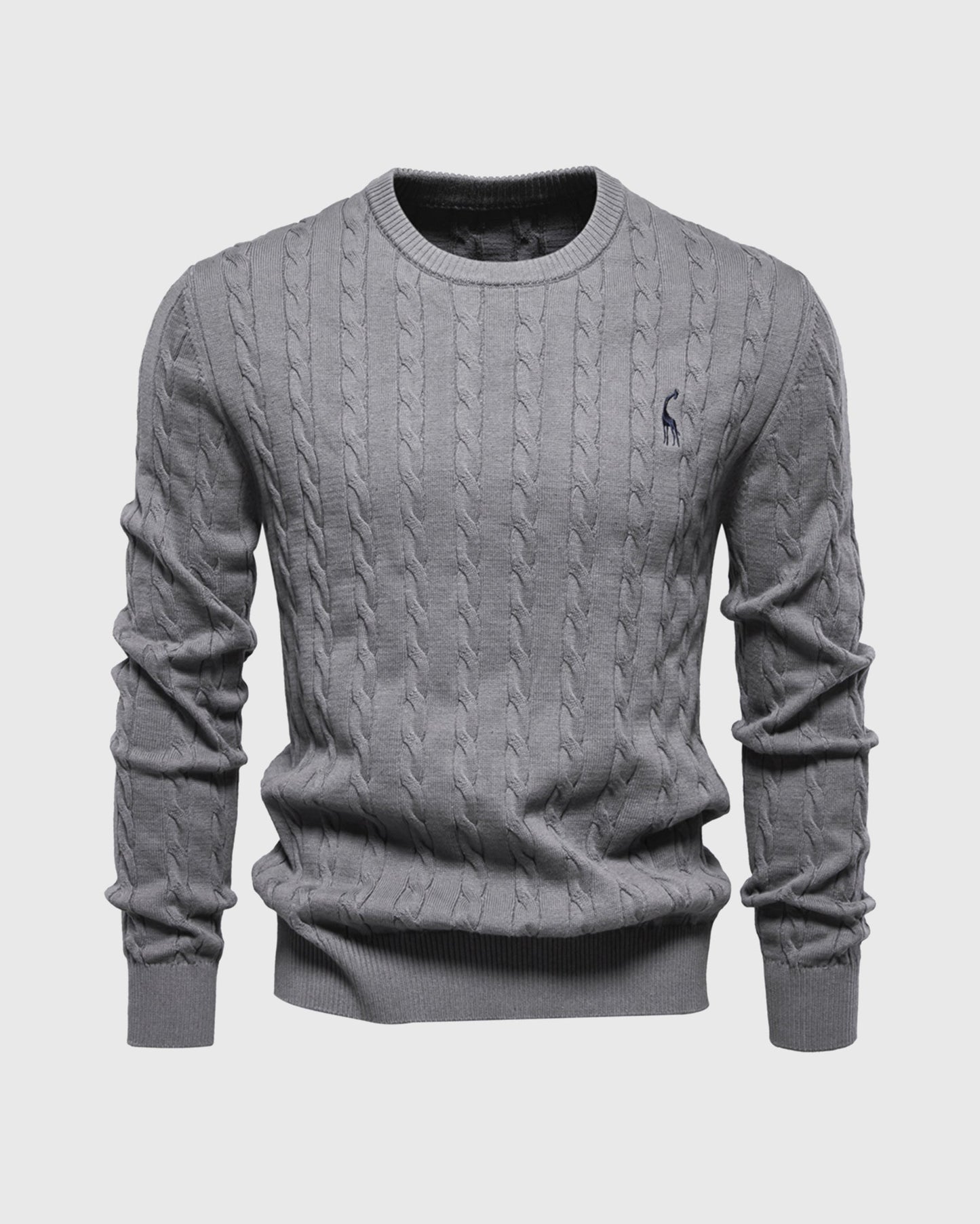 Classic Crew Neck Soft Cable Knit Sweater