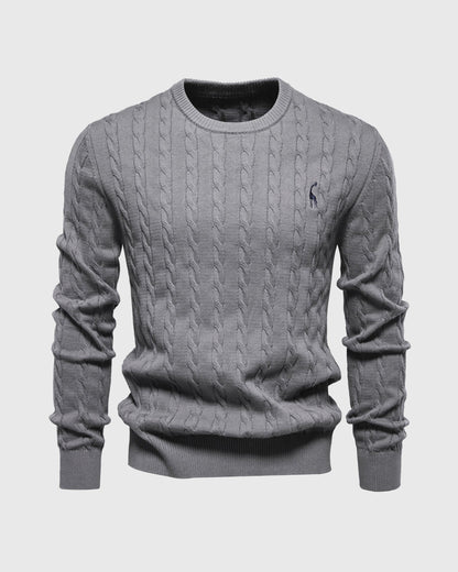 Classic Crew Neck Soft Cable Knit Sweater