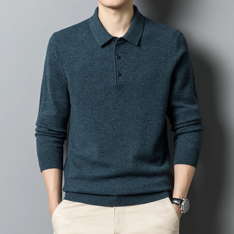 Classic Men's Wool Polo Sweater - Nocini