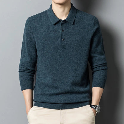 Classic Men's Wool Polo Sweater - Nocini