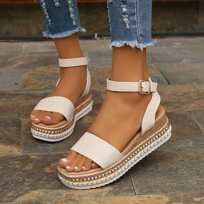 Ladies High Heel Sandals with Buckle Ankle Strap - Nocini
