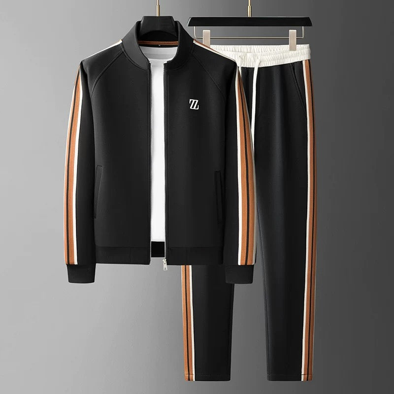 Men's Athletic Striped Jogger Suit Set