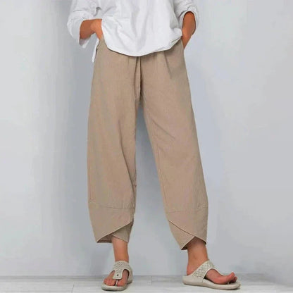 Comfortable Women's Loose Fit Crop Pants with Elastic Waist