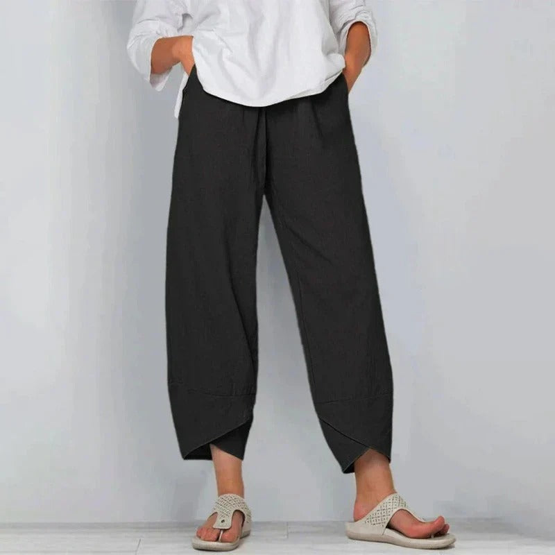 Comfortable Women's Loose Fit Crop Pants with Elastic Waist