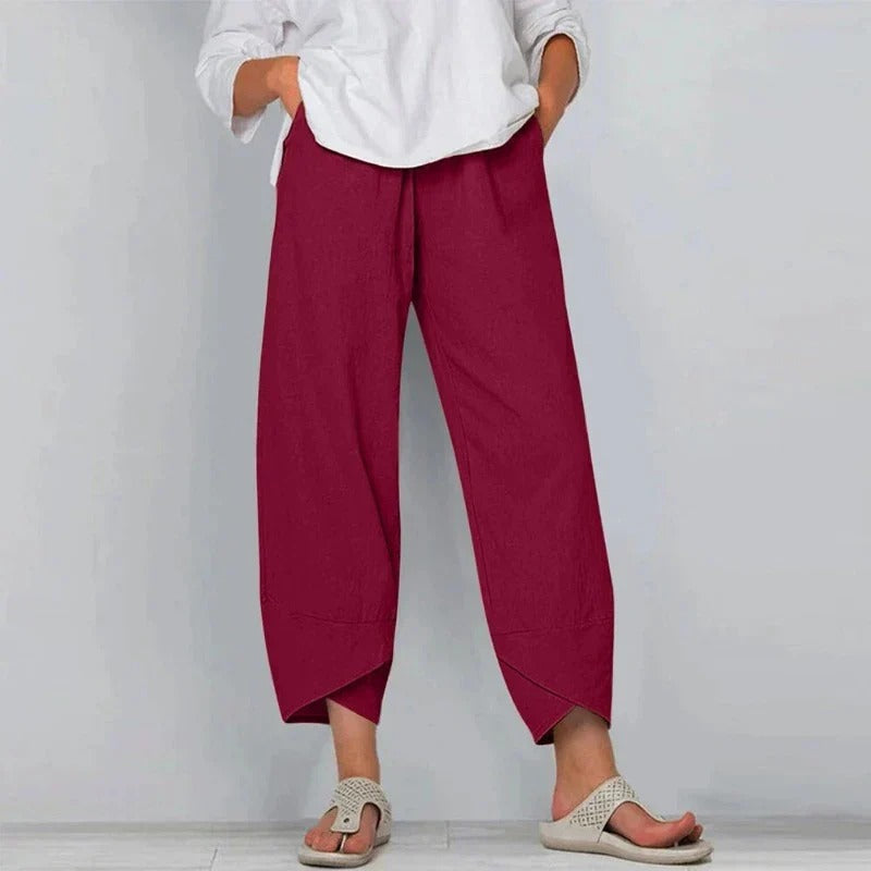 Comfortable Women's Loose Fit Crop Pants with Elastic Waist
