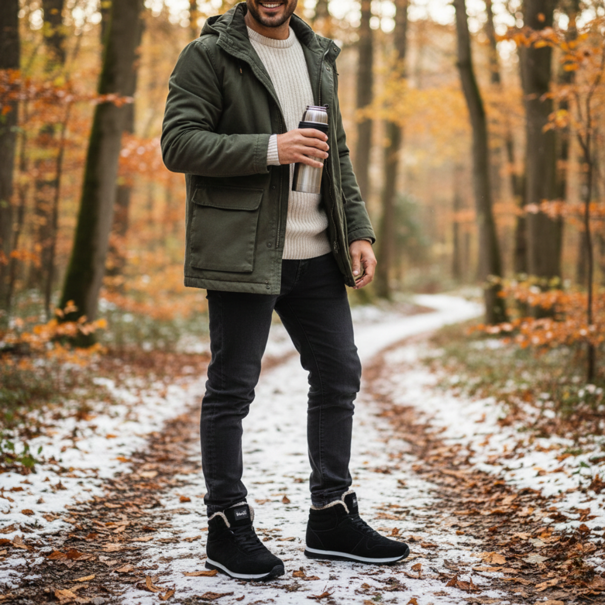 Comfortable Men's Insulated Fleece Ankle Boots