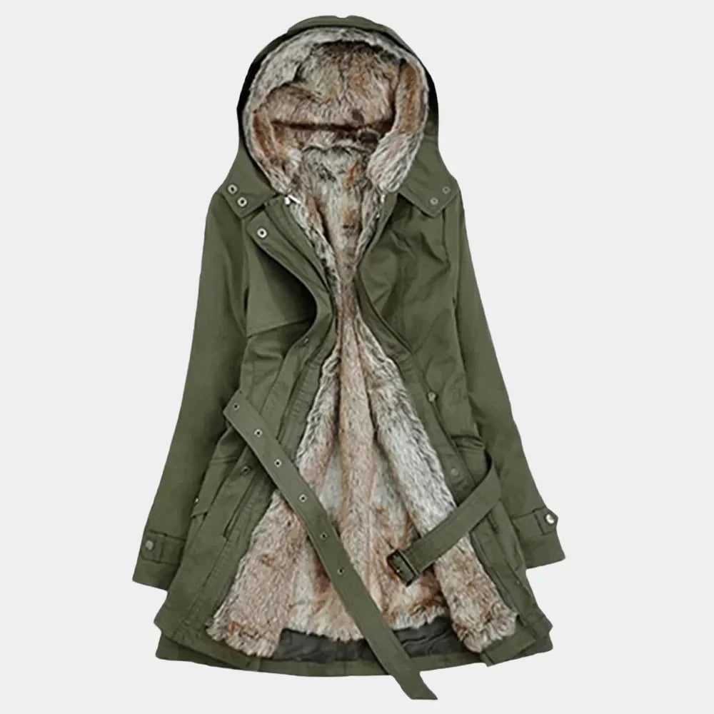 Warm Women's Winter Coat with Faux Fur Inside