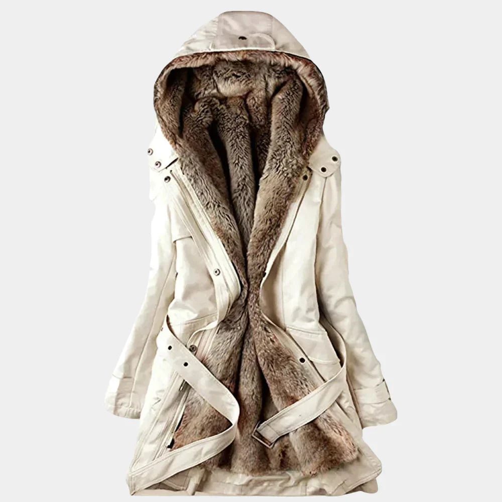 Warm Ladies Coat with Faux Fur Inside