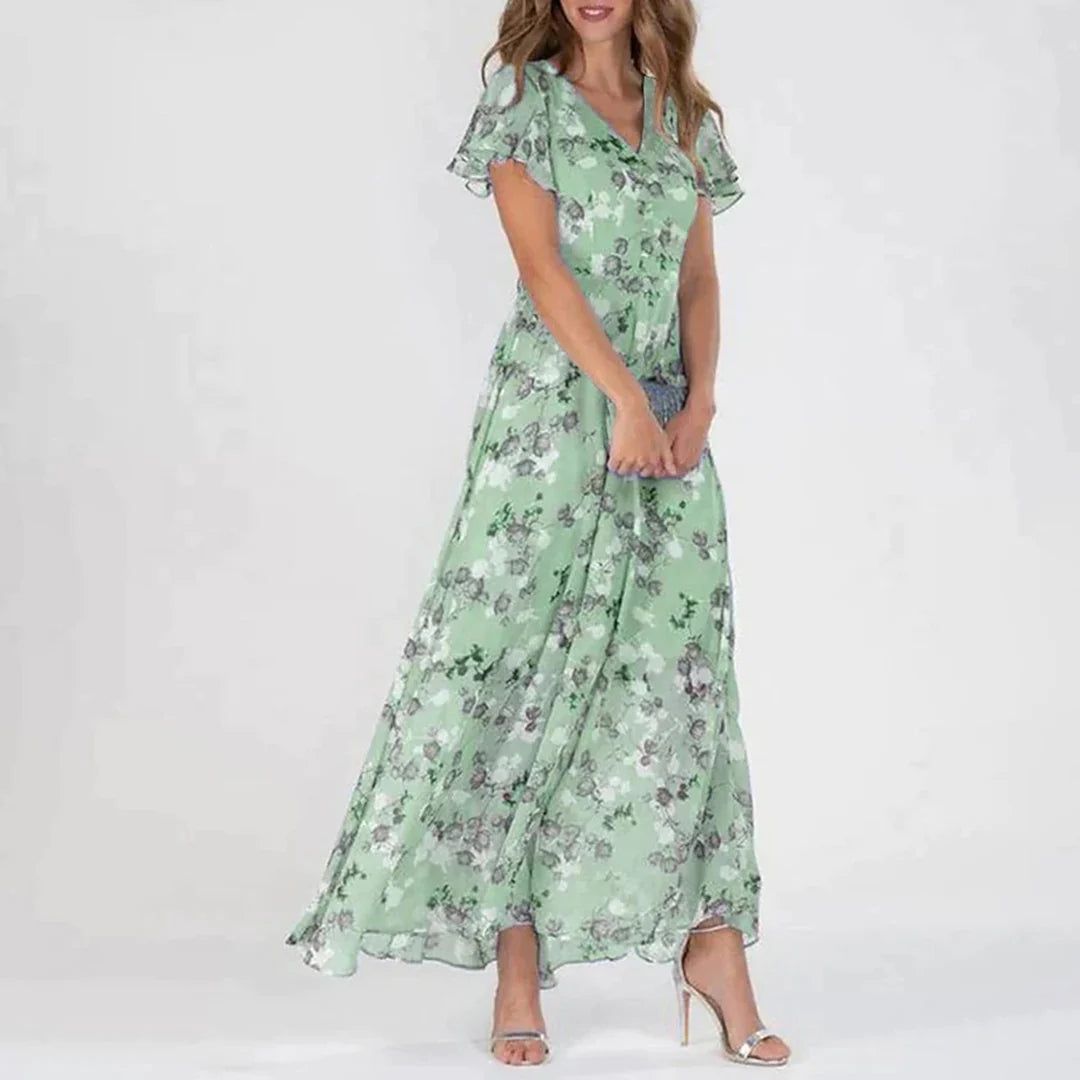 Classic Floral Long Dress for Ladies