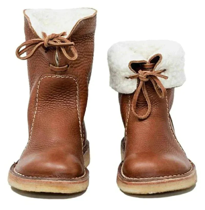 Warm Insulated Leather Snow Boots for Women