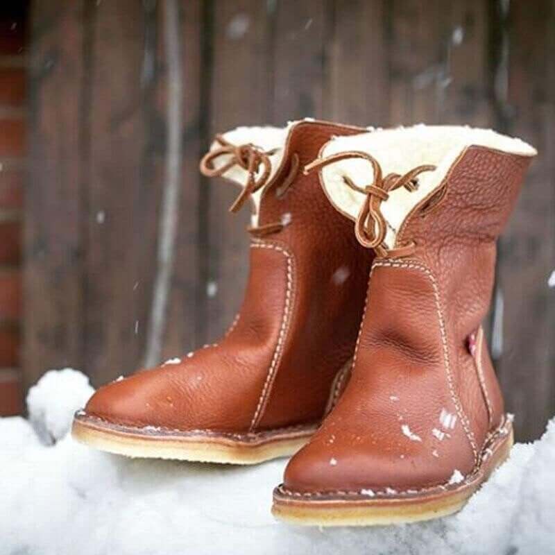 Warm Insulated Leather Snow Boots for Women