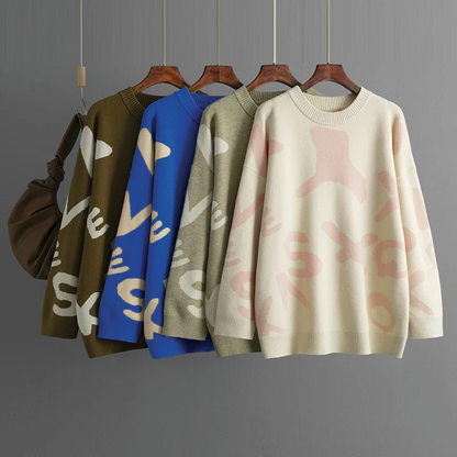 Classic Crew Neck Graphic Sweater for Women