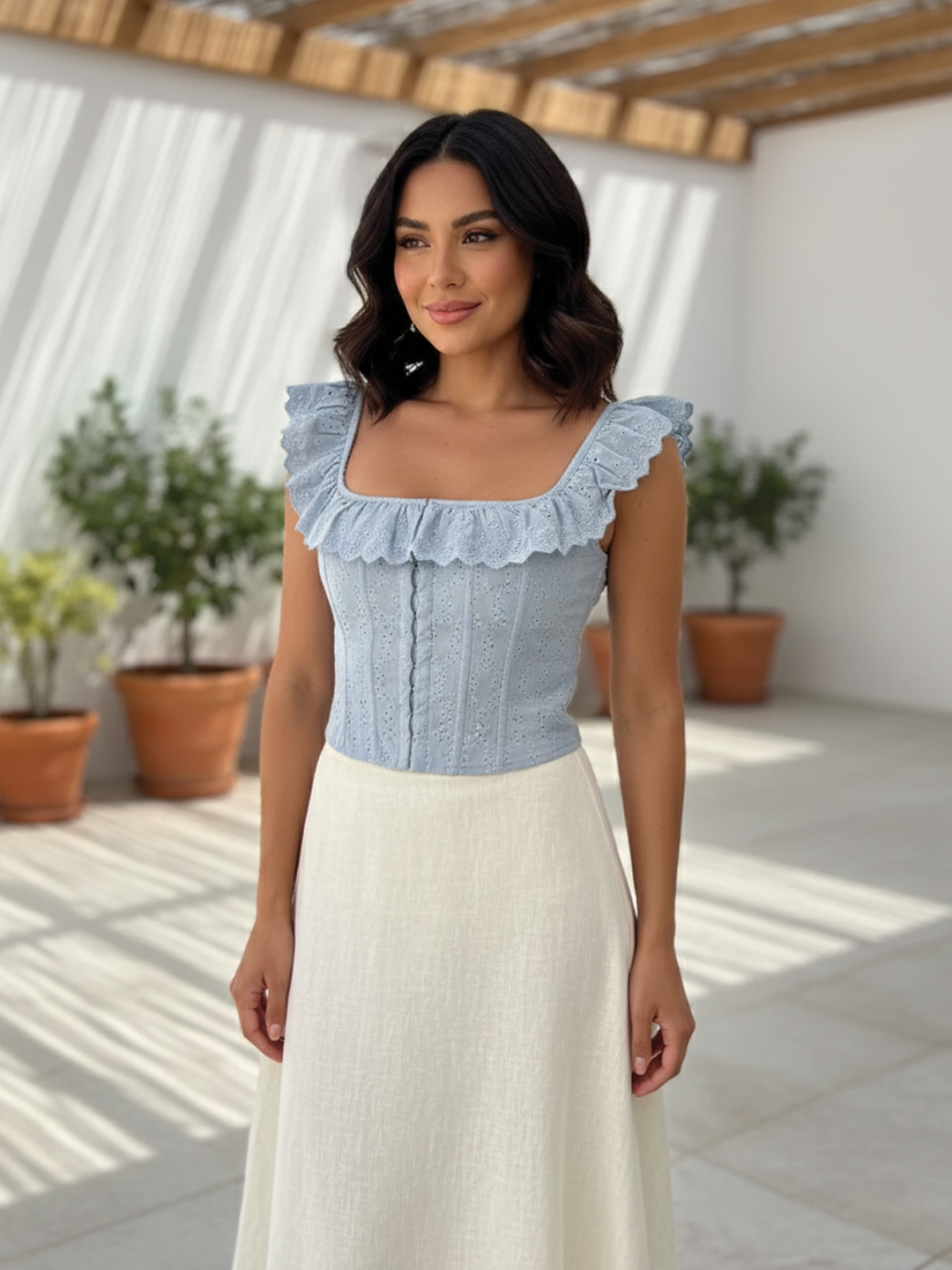 Lace Frill Bustier Shirt