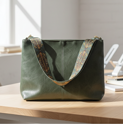 Stylish Vegan Leather Stitched Tote Bag