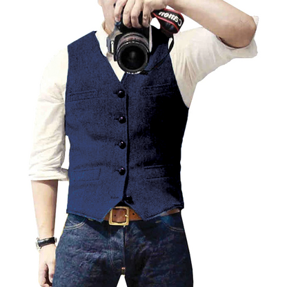 Relaxed Fit Blue Jean Vest - Nocini