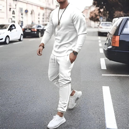 Fashionable Mens Slim Fit Zip Up Tracksuit Set