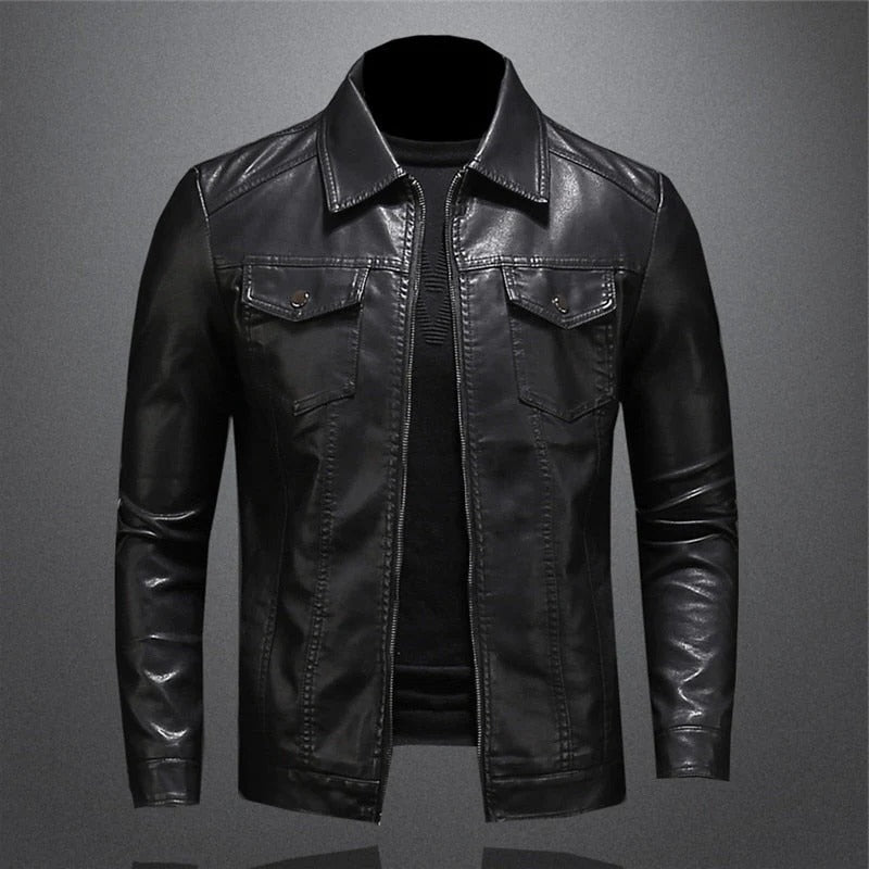 Mens Classic Leather Jacket - Pexav