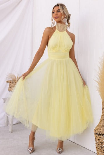 Women's Elegant Halter Neck Fit and Flare Dress