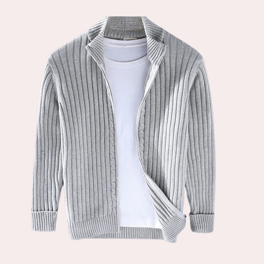 Classic Zip Up Cardigan Sweater - Nocini