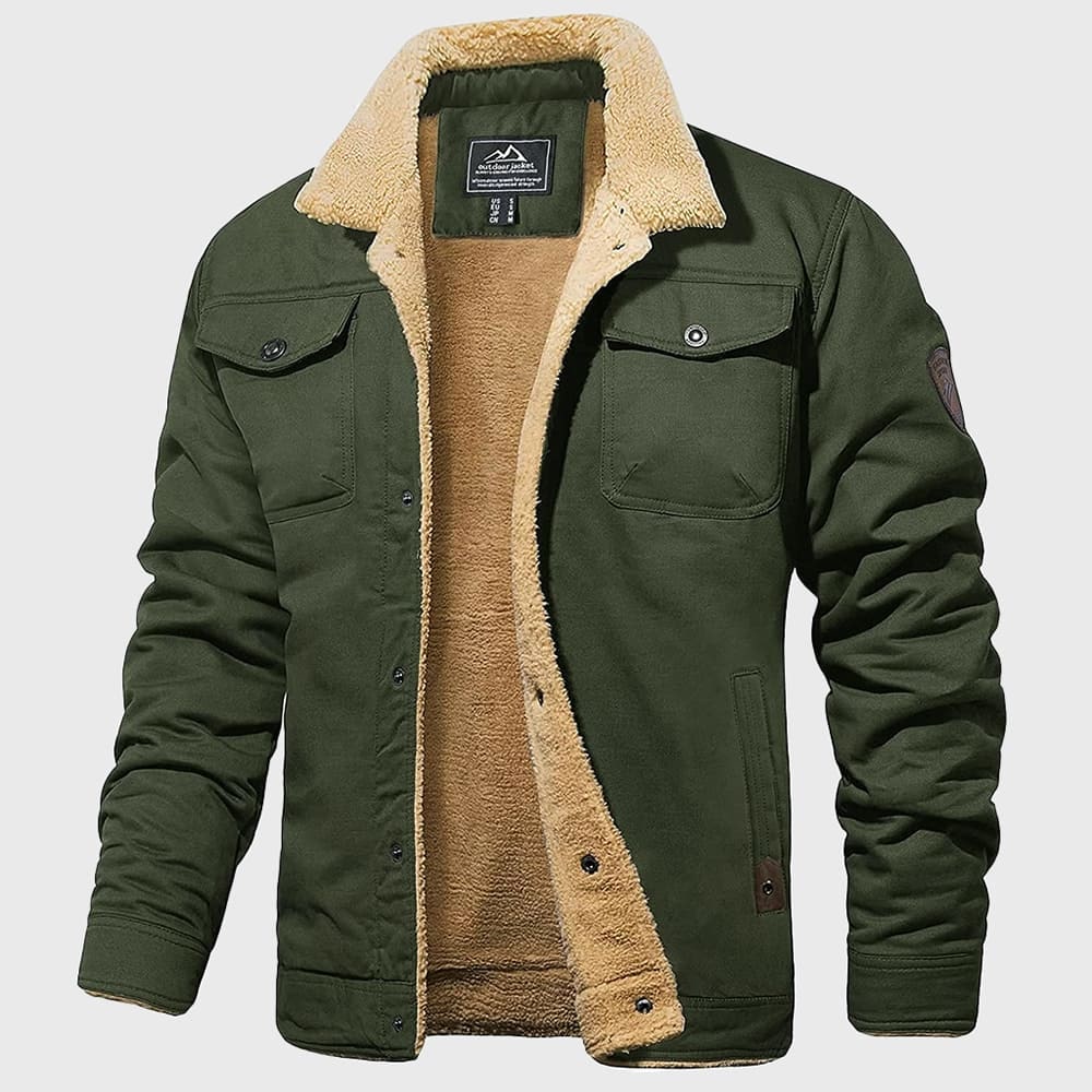 Casual Fleece Lined Button Bomber Jacket