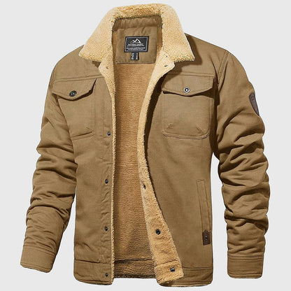 Casual Fleece Lined Button Bomber Jacket