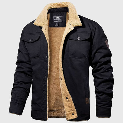 Casual Fleece Lined Button Bomber Jacket - Nocini