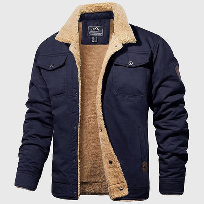 Casual Fleece Lined Button Bomber Jacket