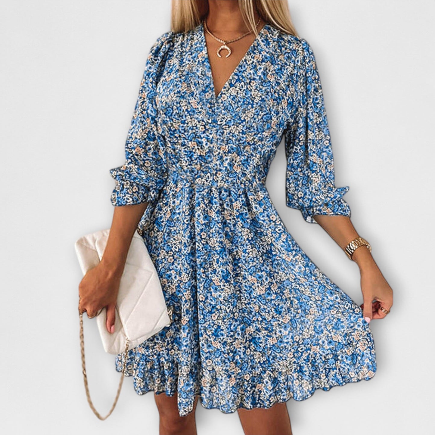 Beautiful Ruffle Sleeve Women's Floral Dress