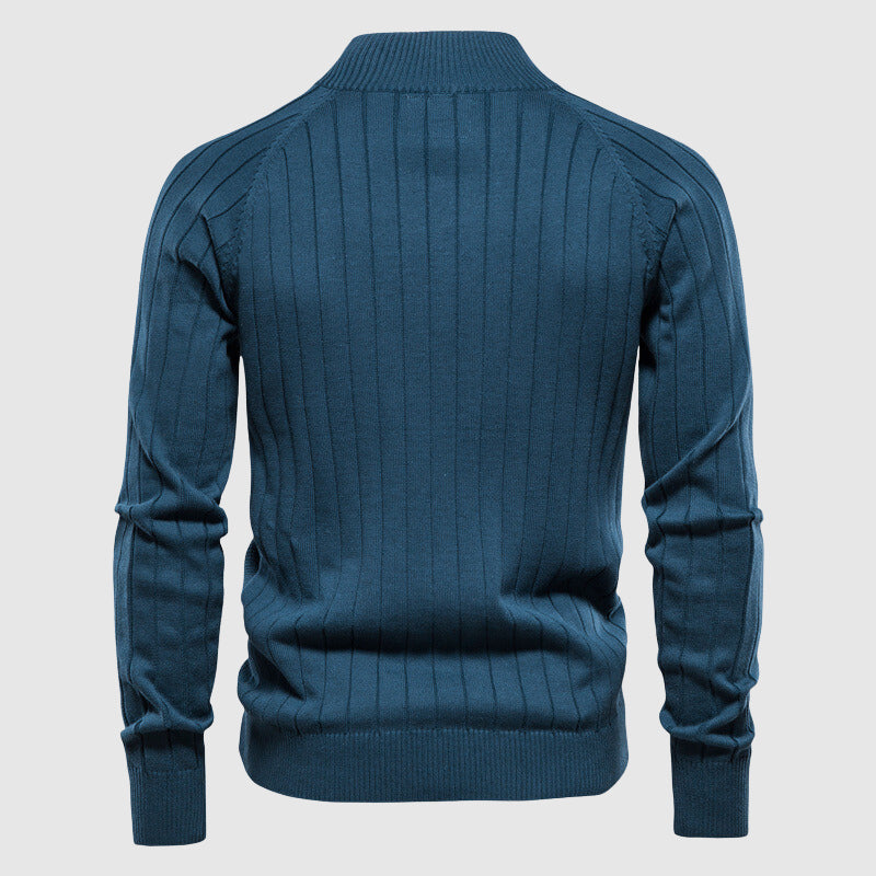 Classic Cotton Zip Up Mens Sweater