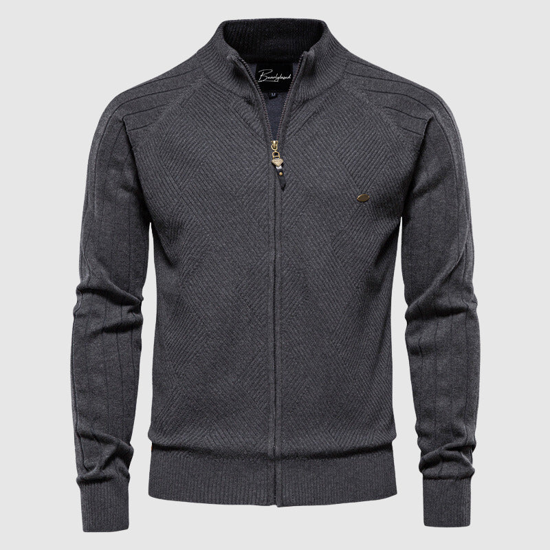 Classic Cotton Zip Up Mens Sweater
