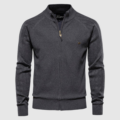 Classic Cotton Zip Up Mens Sweater