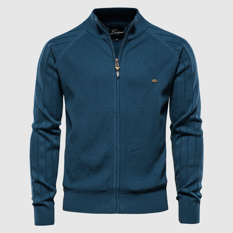 Classic Cotton Zip Up Mens Sweater