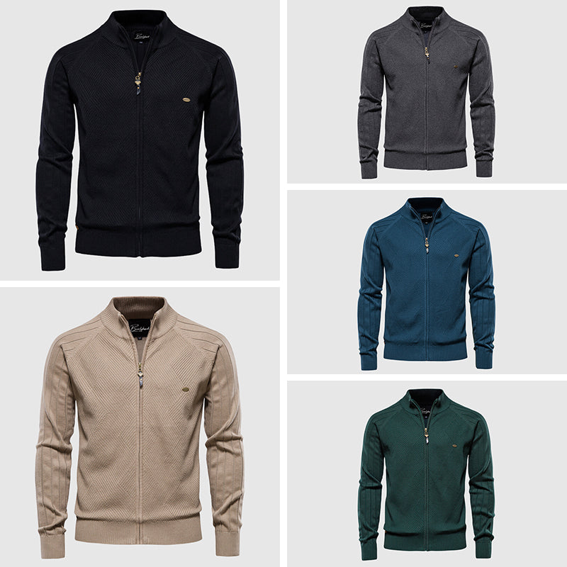 Classic Cotton Zip Up Mens Sweater - Olytrend