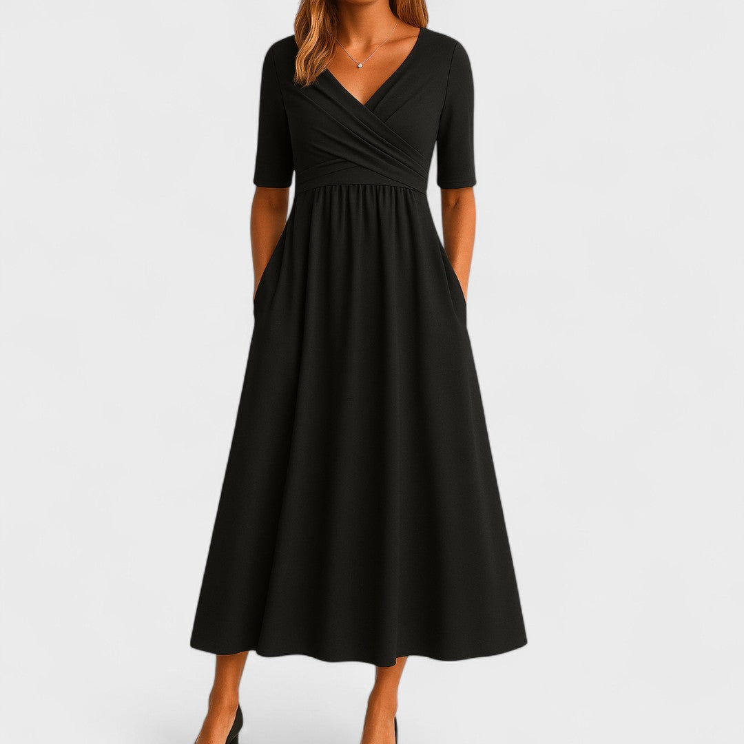 Floral V-Neck Wrap Midi Dress